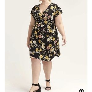 Flutter-Sleeve Front Wrap Dress